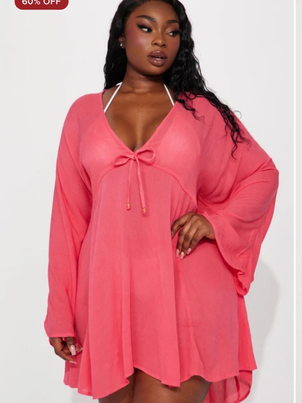 Fashion Nova Women’s Pink Swim Cover-Up Tunic 3X